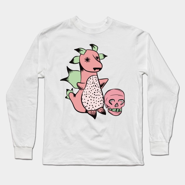 Dragon fruit dragon beside skull #1 Long Sleeve T-Shirt by SugarSaltSpice